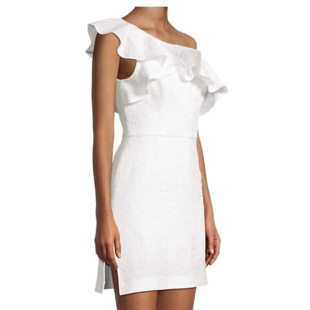 Lilly Pulitzer White Pineapple Pucker Jacquard romper Sz 12 NWT One shoulder - Picture 2 of 6